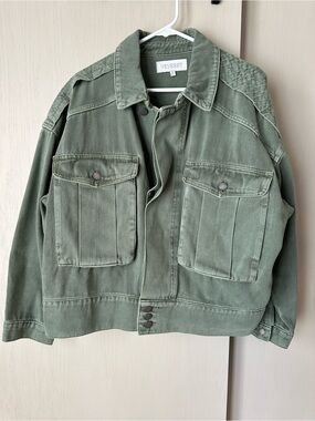 Olive Green Denim Utility Jacket